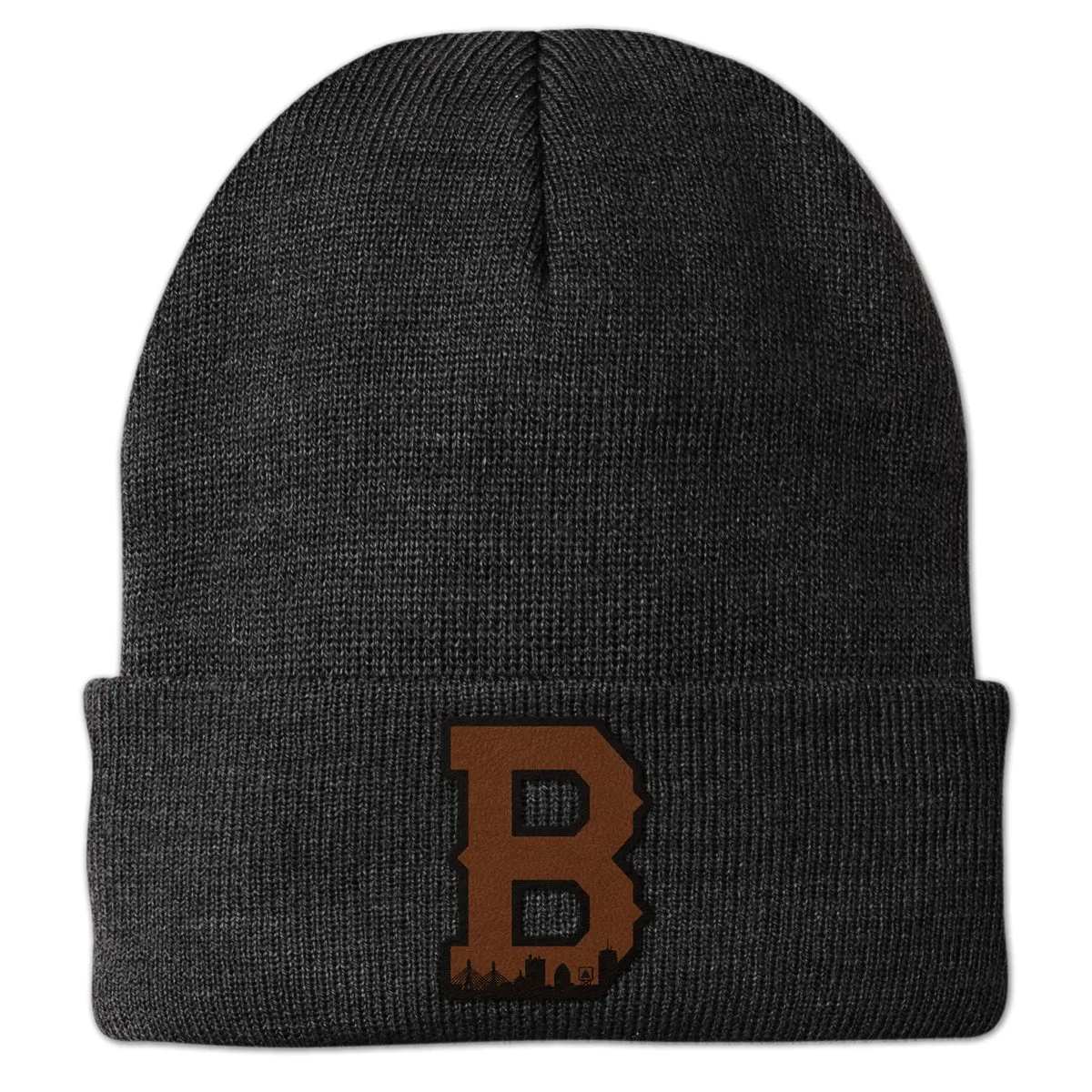 Boston B Skyline Leather Patch Cuff Knit