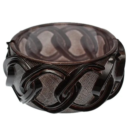 Brown Chain Link Texture Hinged Bracelet