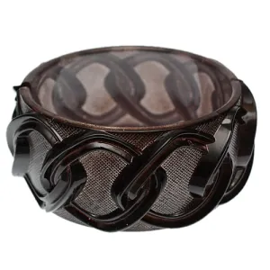 Brown Chain Link Texture Hinged Bracelet