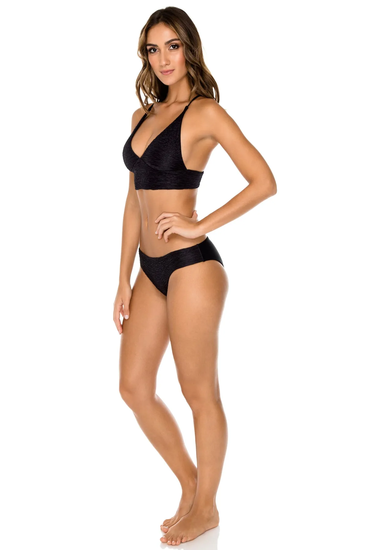 BULERIA - Cross Back Bustier Top & Full Bottom • Black