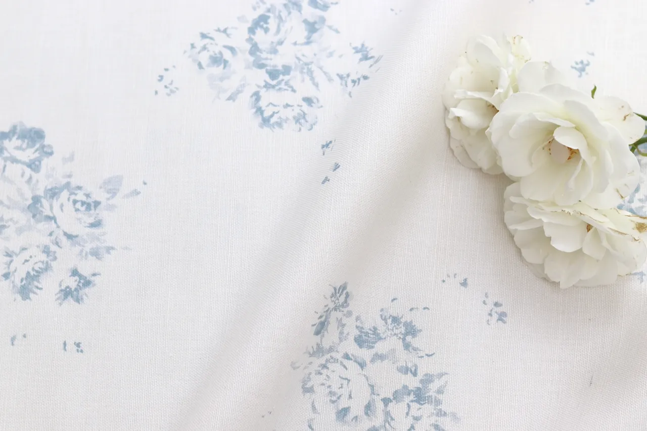 Camille - Lyon Bleu on Oyster Linen