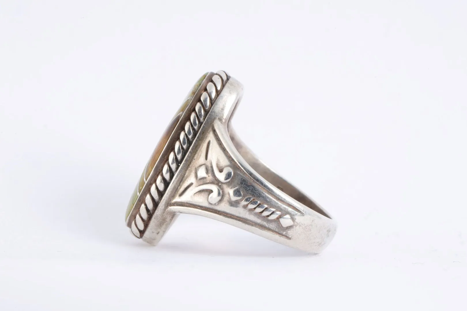 Carolyn Pollack 925 Silver Vintage Mosaic Inlay Ring Size 7 (10.00g.)
