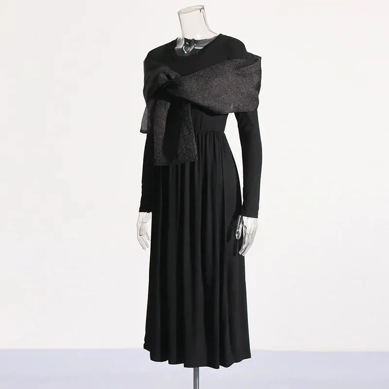 Catherine Bow Patchwork Design Long Dress