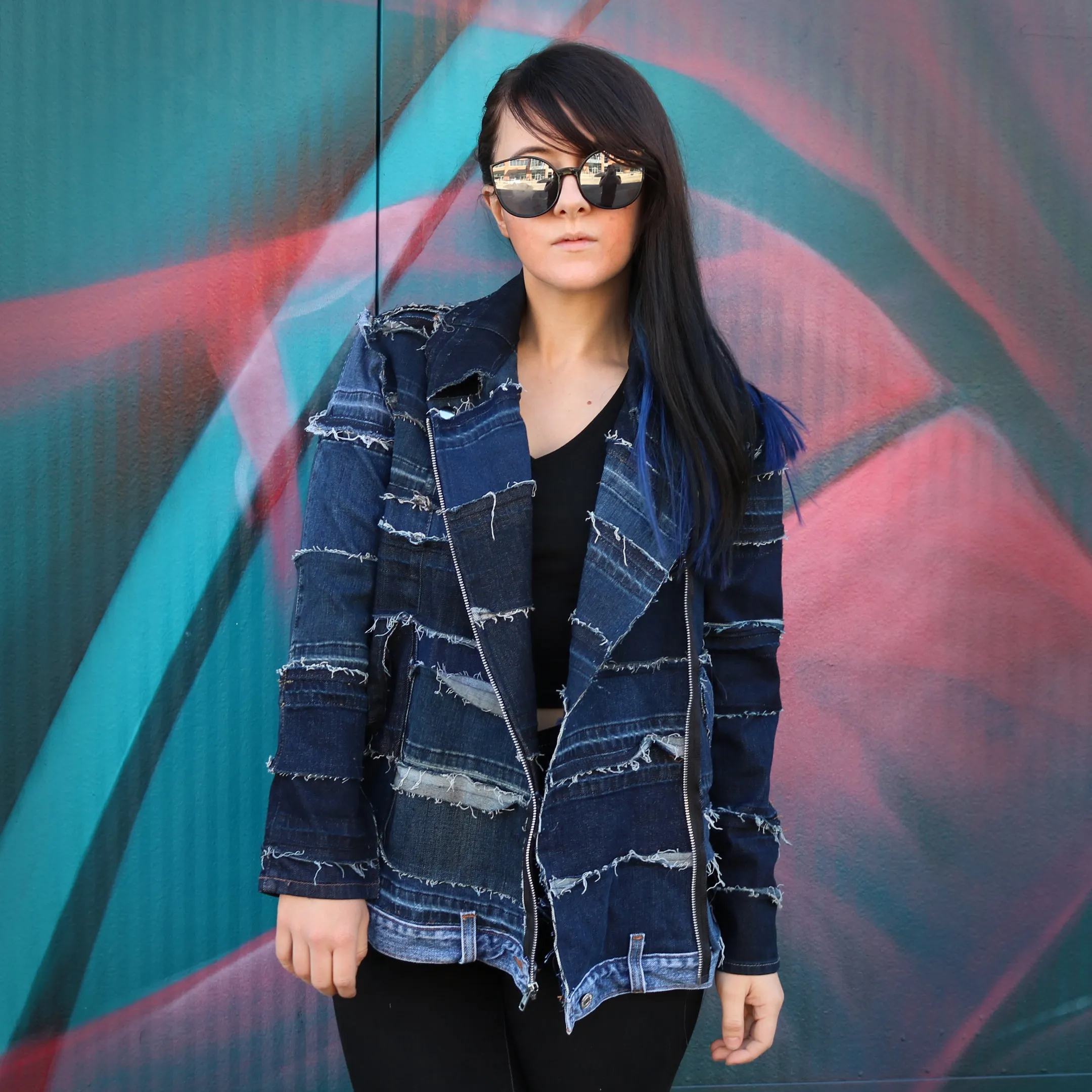 Chain Me Free - Genderless, upcycled denim jacket with chainlink back