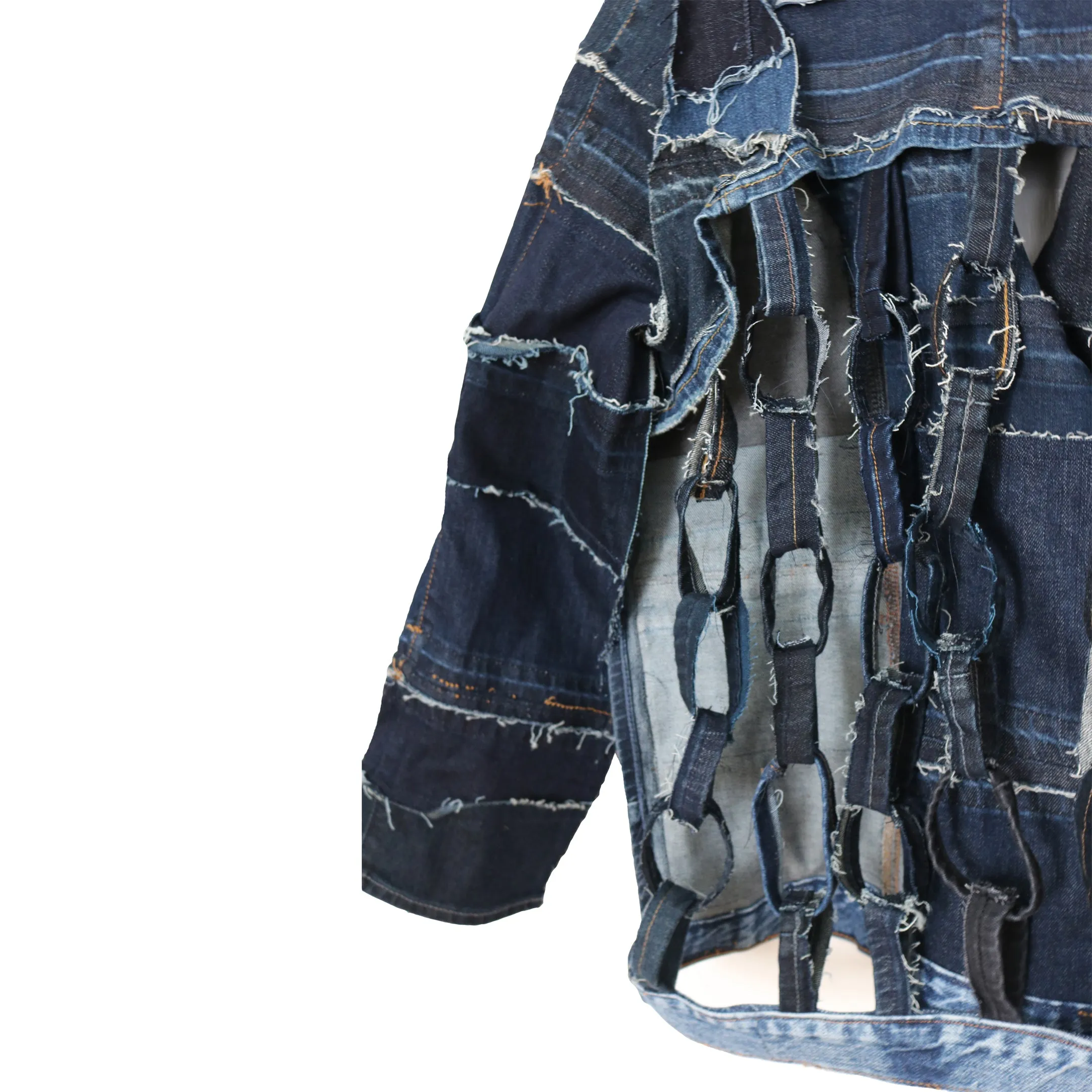 Chain Me Free - Genderless, upcycled denim jacket with chainlink back