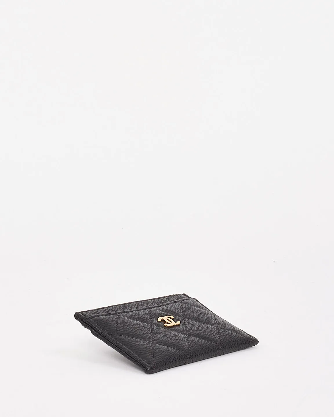Chanel Black Grained Calfskin Leather & Gold-Tone Metal Classic Card Holder