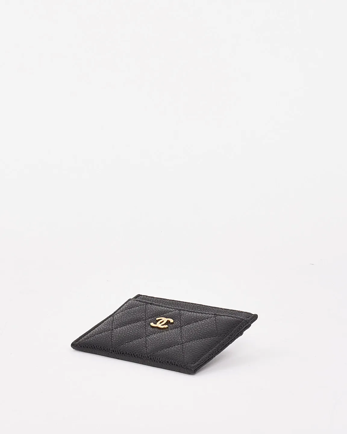 Chanel Black Grained Calfskin Leather & Gold-Tone Metal Classic Card Holder