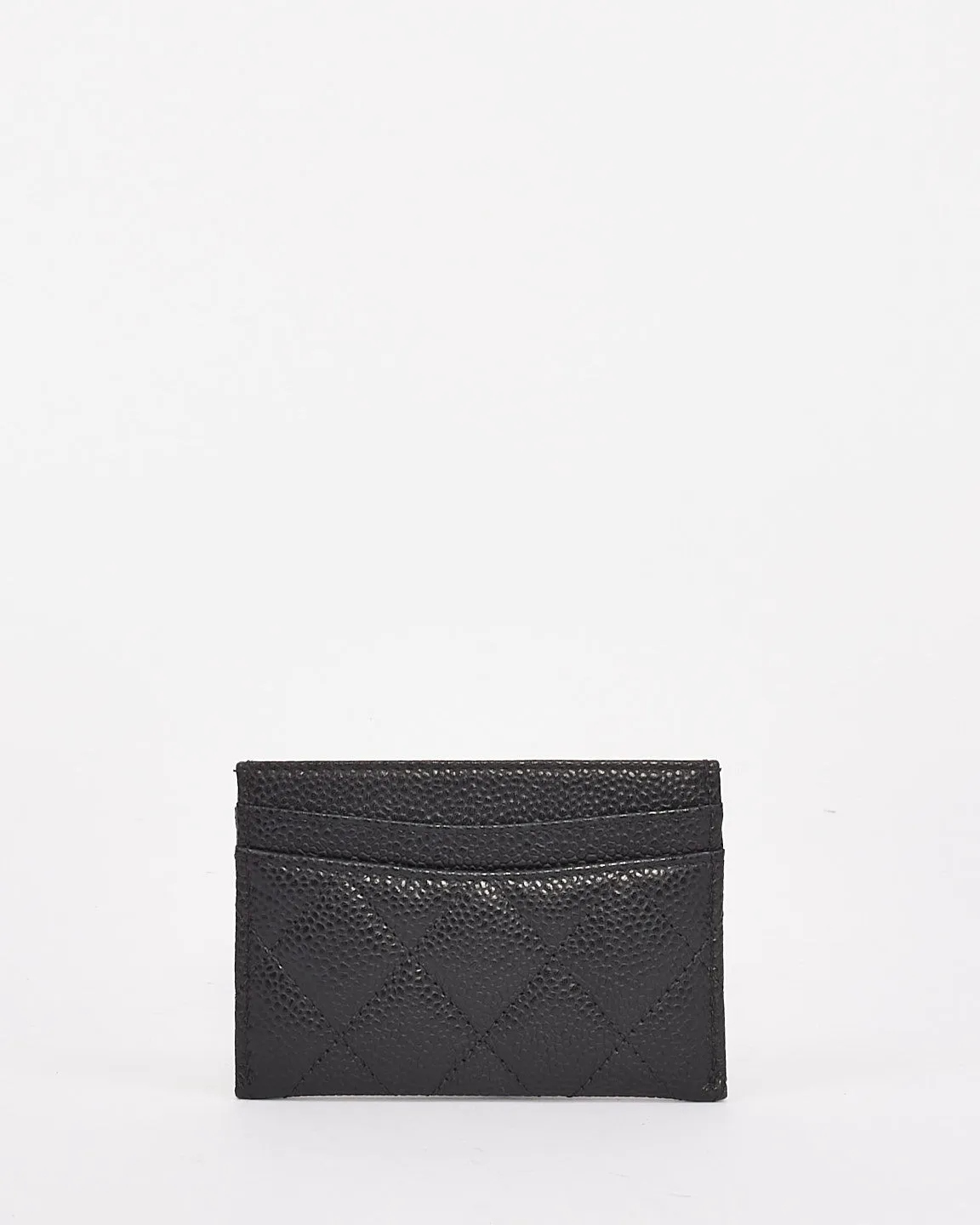 Chanel Black Grained Calfskin Leather & Gold-Tone Metal Classic Card Holder