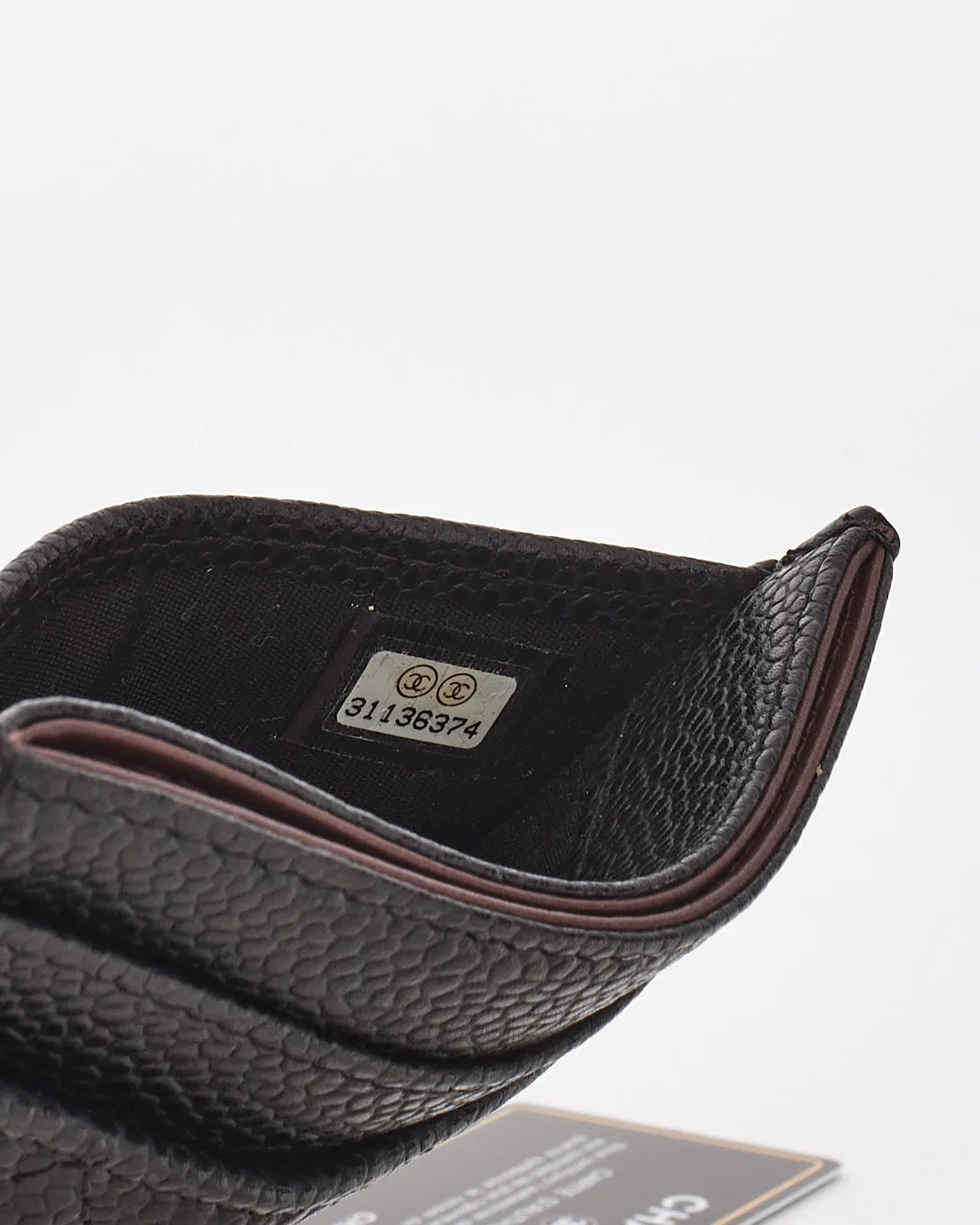 Chanel Black Grained Calfskin Leather & Gold-Tone Metal Classic Card Holder