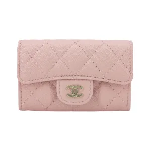 Classic Flap Card Holder in 22B Pink Caviar