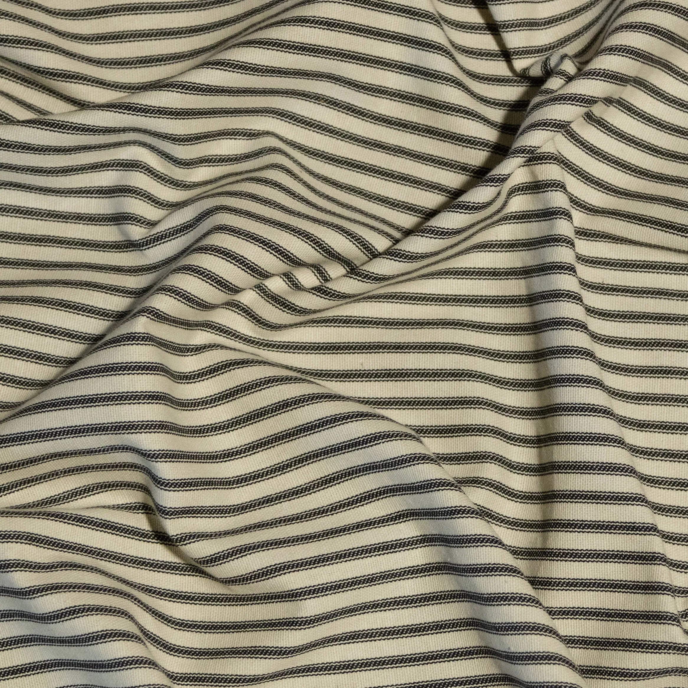 Classic Ticking Black & Cream Fabric by the Yard