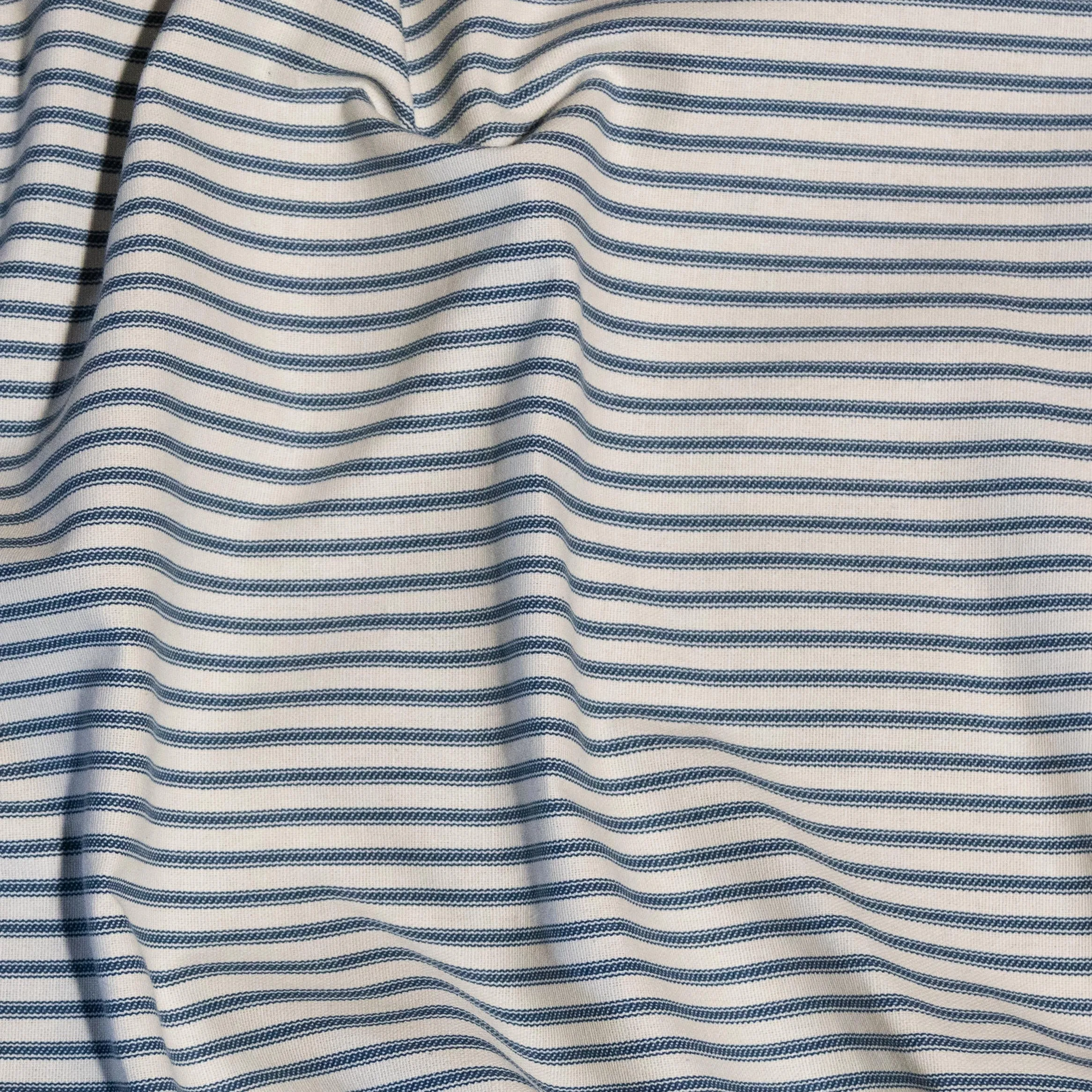 Classic Ticking Indigo & Cream Fabric by the Yard