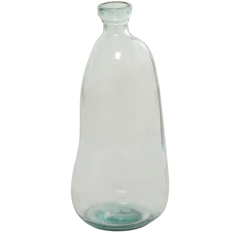 CLEAR RECYCLED GLASS ABSTRACT HANDMADE CURVED SPANISH DECORATIVE VASE