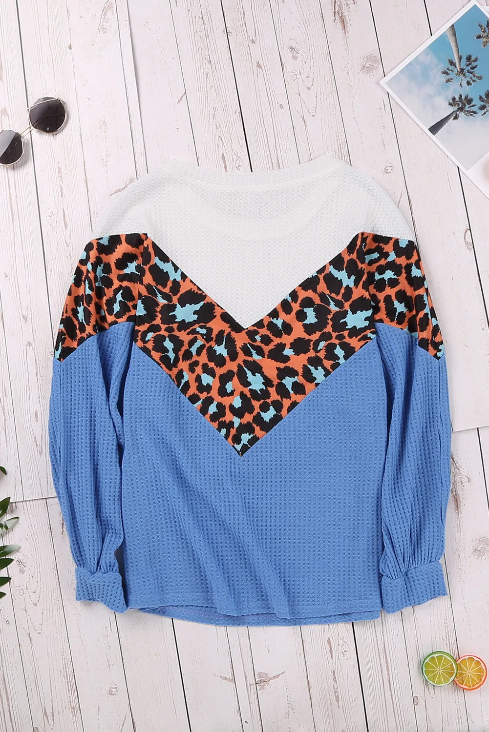 Colorblock Leopard Patchwork Knit Top