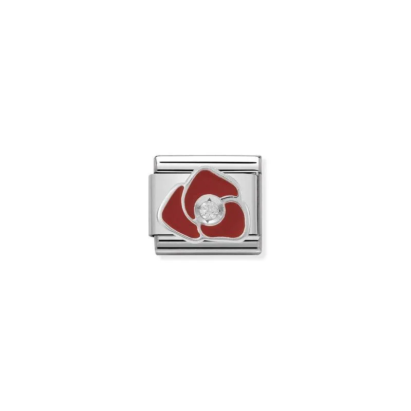 Composable Classic Link red Rose in Enamel and Stone