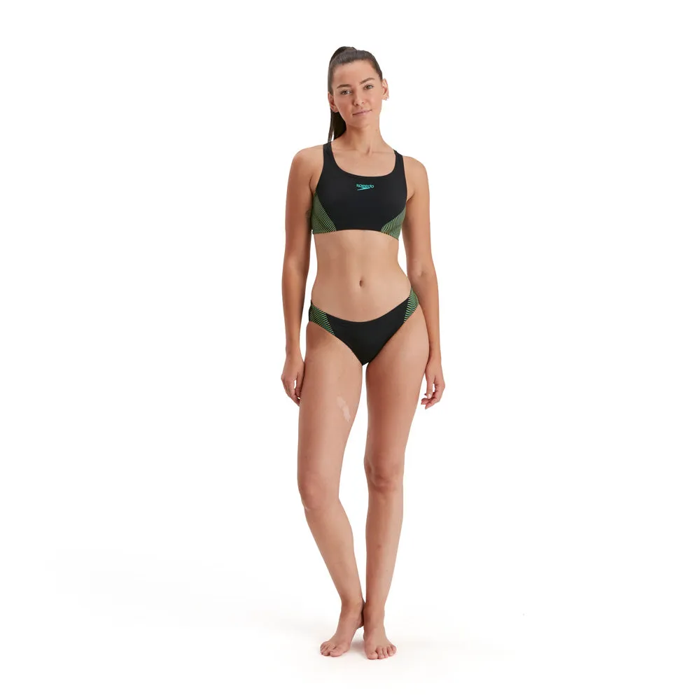 COSTUME BIKINI SPEEDO 2 PEZZI DONNA FASCIA PISCINA NUOTO NERO VERDE
