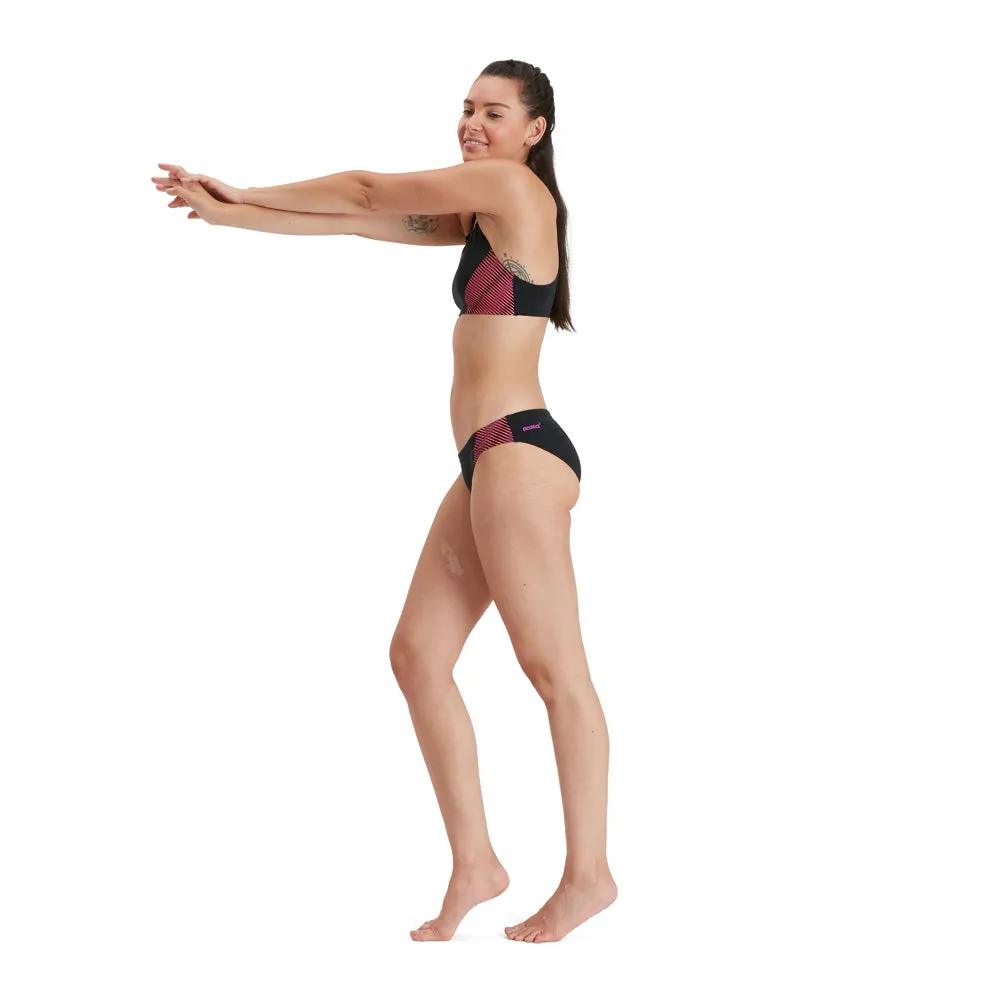 COSTUME BIKINI SPEEDO 2 PEZZI DONNA FASCIA PISCINA NUOTO NERO VIOLA