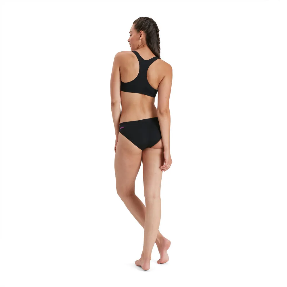 COSTUME BIKINI SPEEDO 2 PEZZI DONNA FASCIA PISCINA NUOTO NERO VIOLA