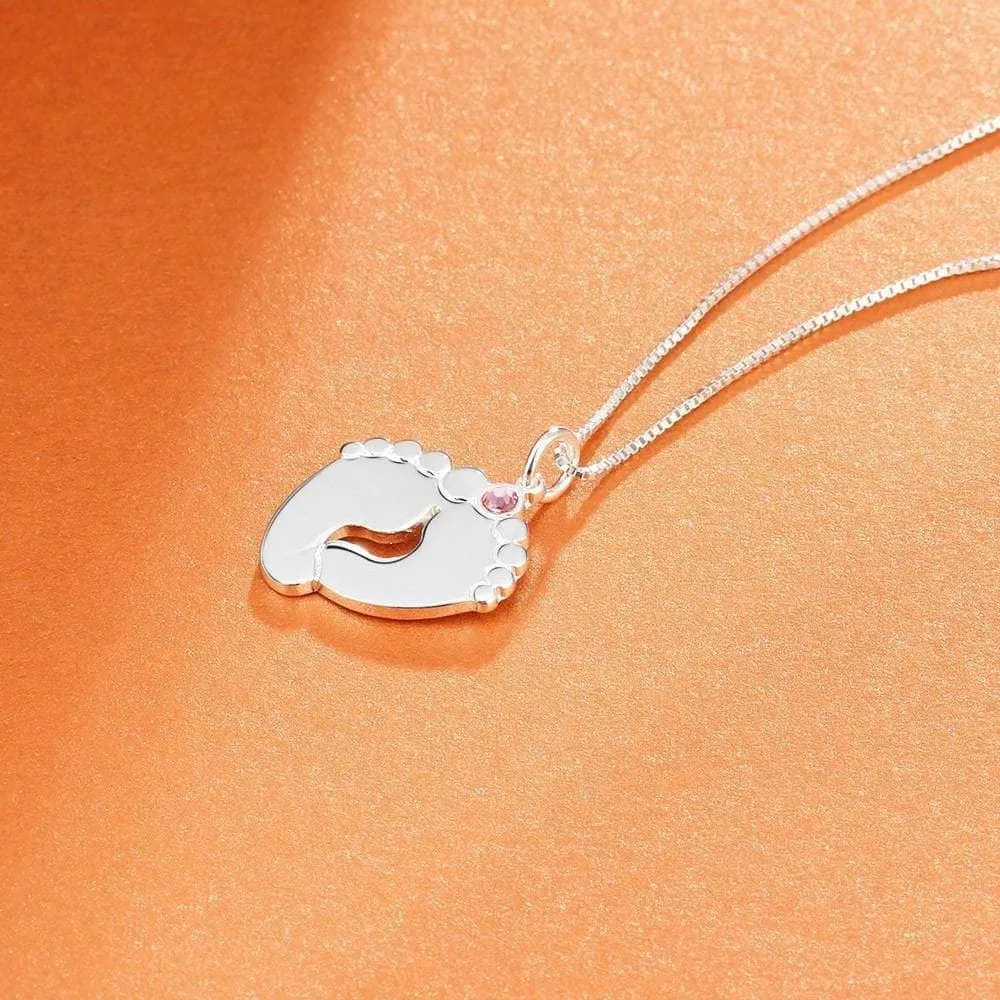 Custom Classic footprint Necklace with Birthstone