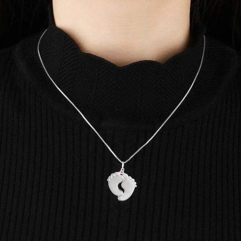 Custom Classic footprint Necklace with Birthstone