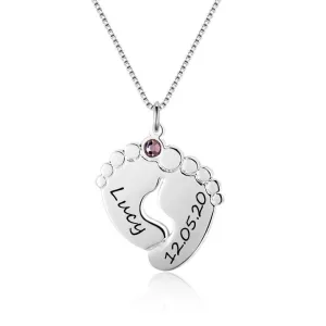 Custom Classic footprint Necklace with Birthstone