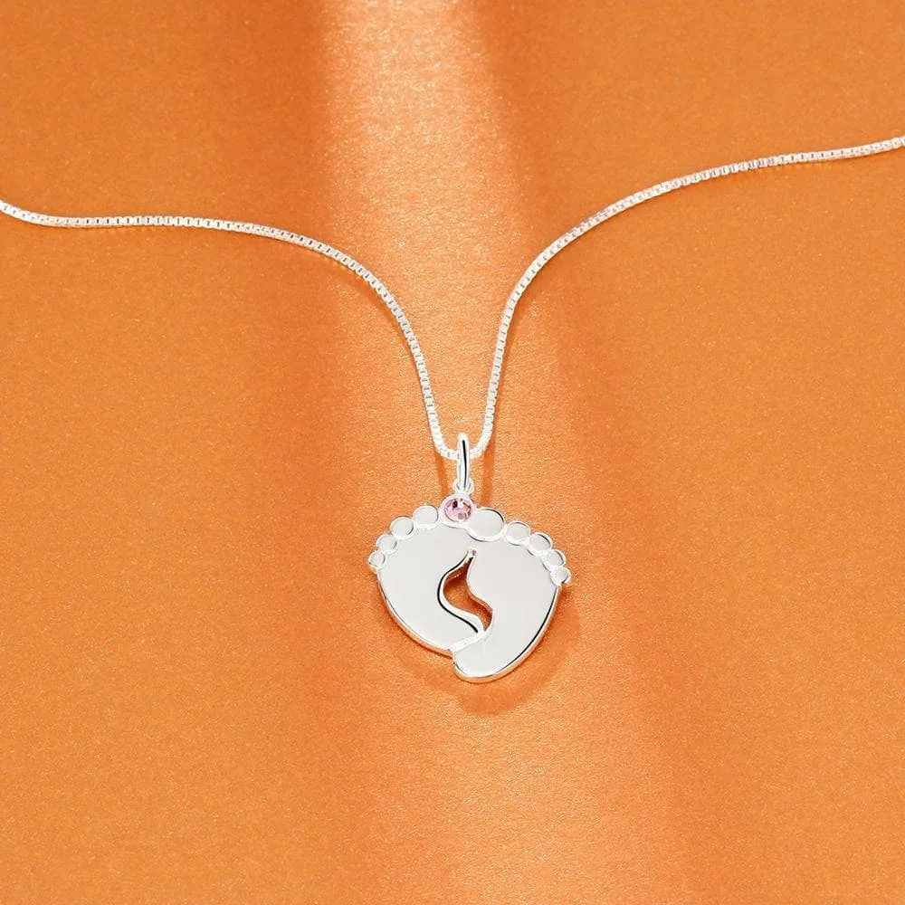 Custom Classic footprint Necklace with Birthstone