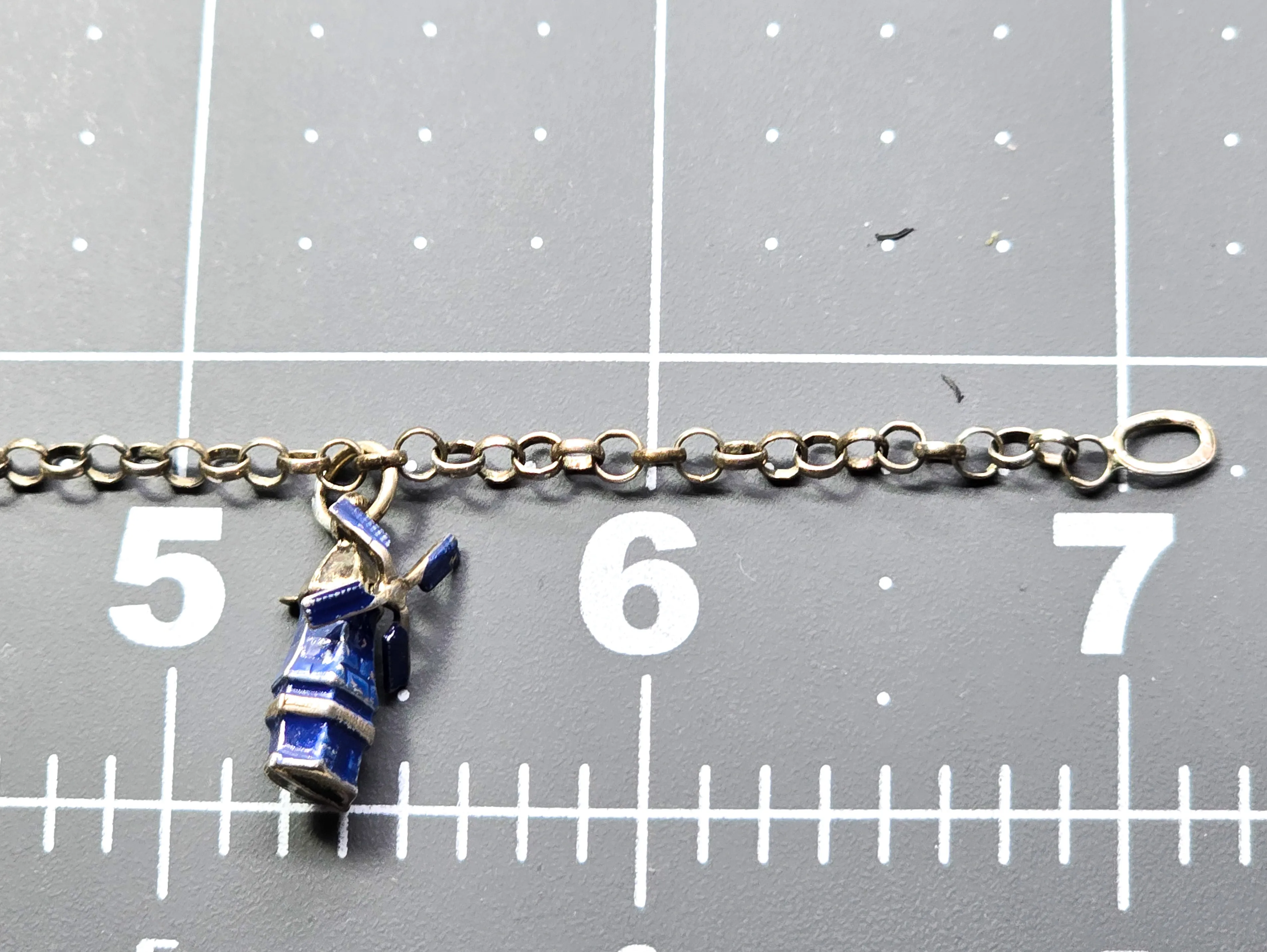 Delft Blue enamel Dutch windmill shoe and charm vintage sterling silver bracelet 835