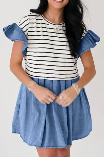 Denim Patchwork Mini Dress