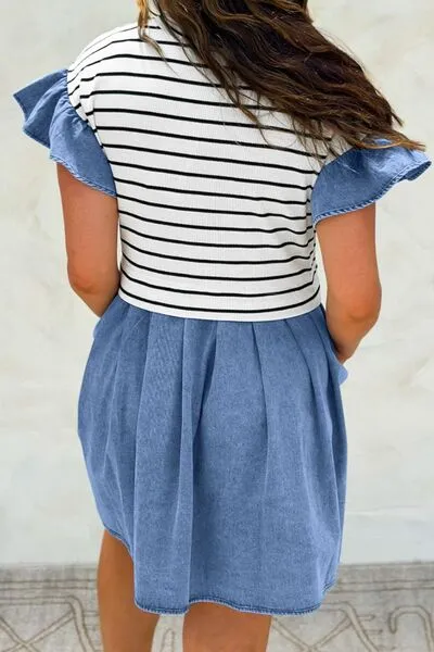 Denim Patchwork Mini Dress