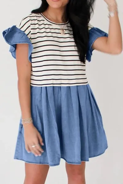 Denim Patchwork Mini Dress