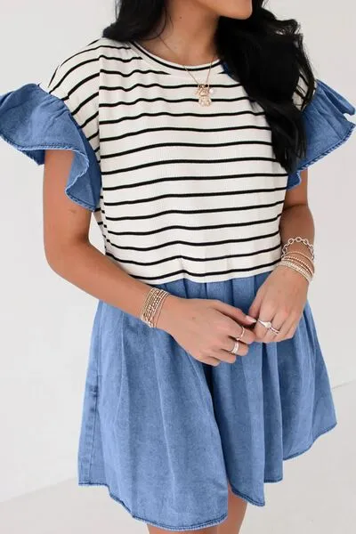 Denim Patchwork Mini Dress