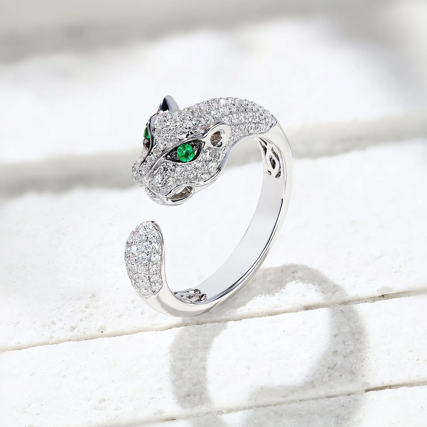 Diamond Panther Wrap Open Ring