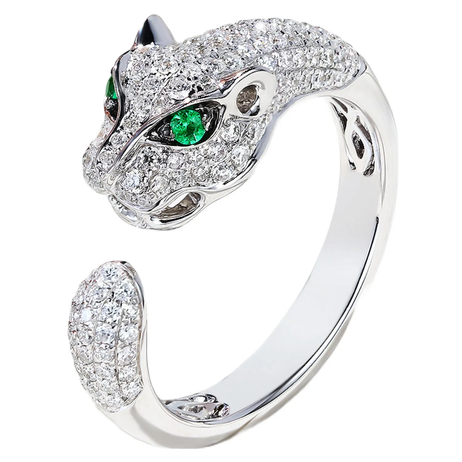 Diamond Panther Wrap Open Ring