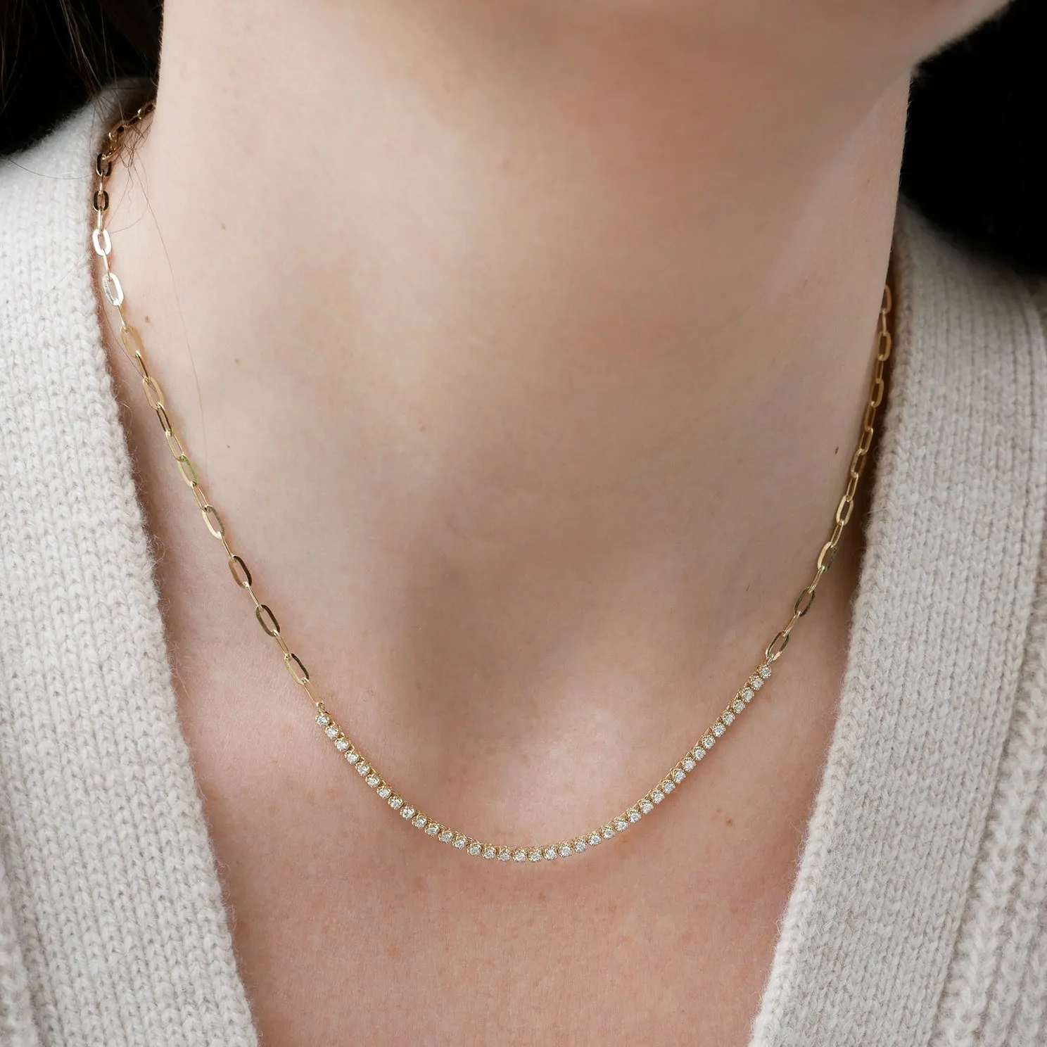 Diamond Segment Mini Link Necklace