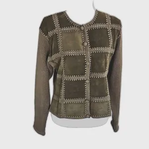 Eagles eye Elegant Green Cardigan Sweater Womens Size L Vintage