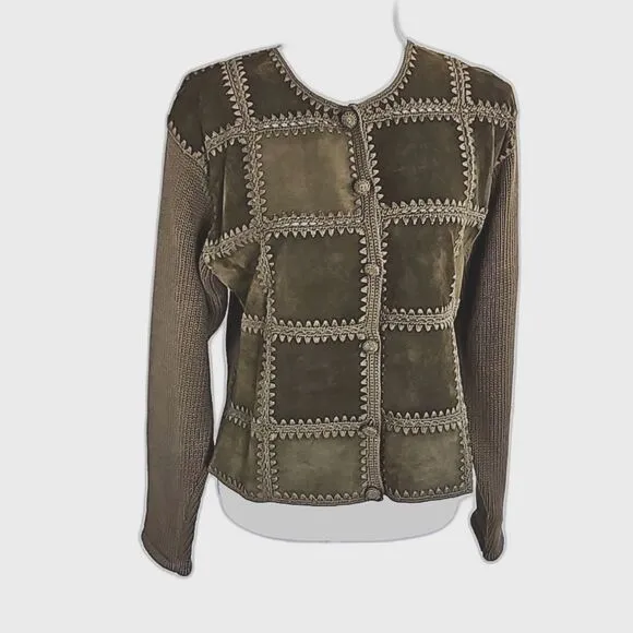 Eagles eye Elegant Green Cardigan Sweater Womens Size L Vintage