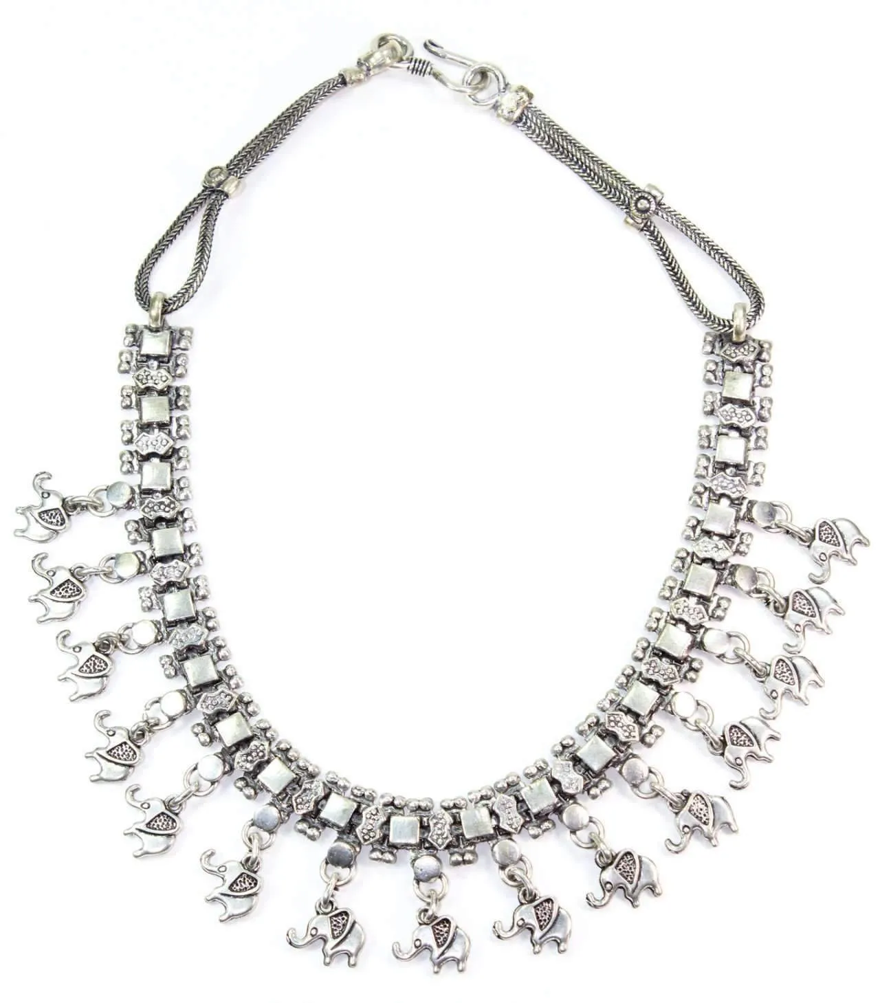 Elephant Charms Tribal Choker Necklace