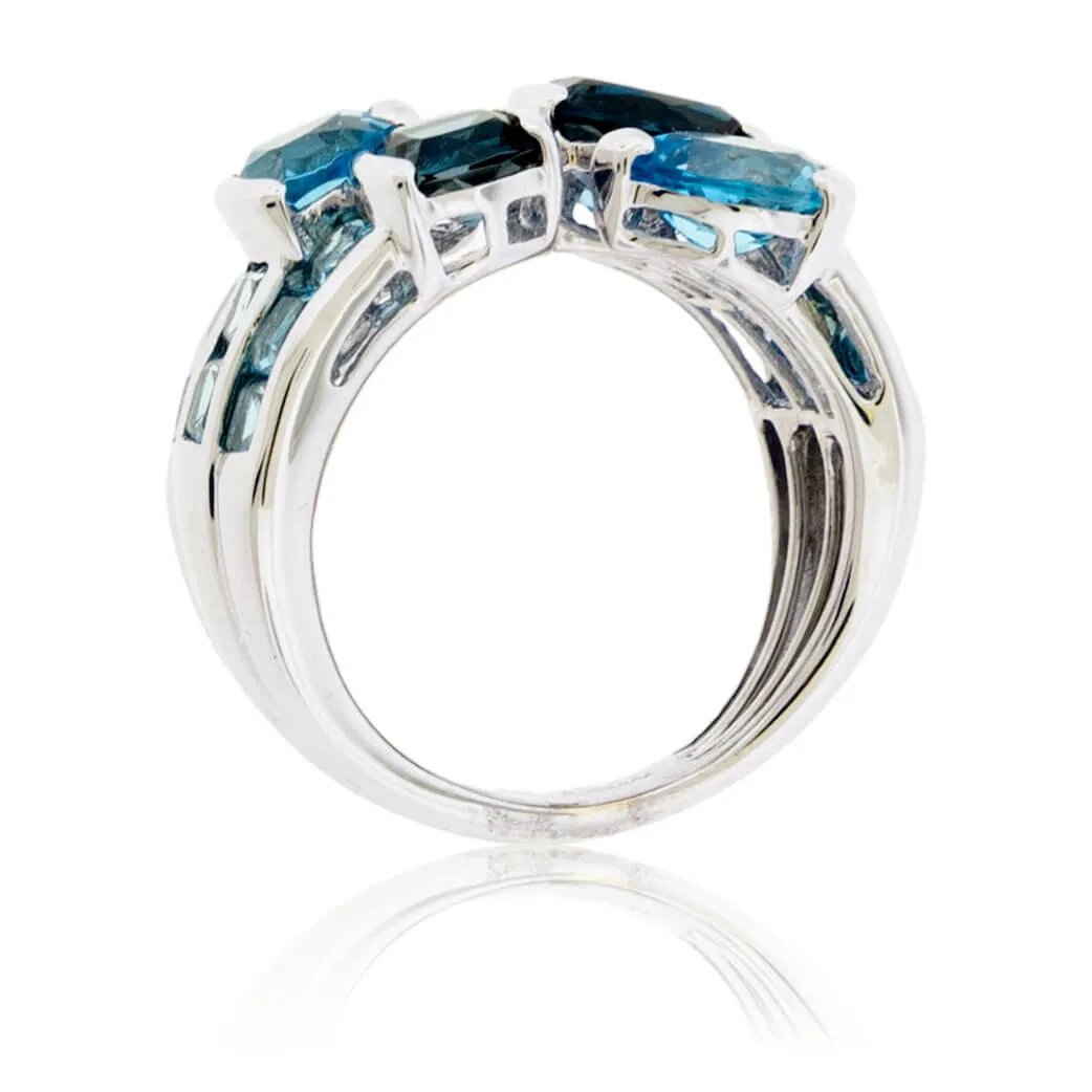 Fancy Cut Blue Topaz Mixed Cut Ring