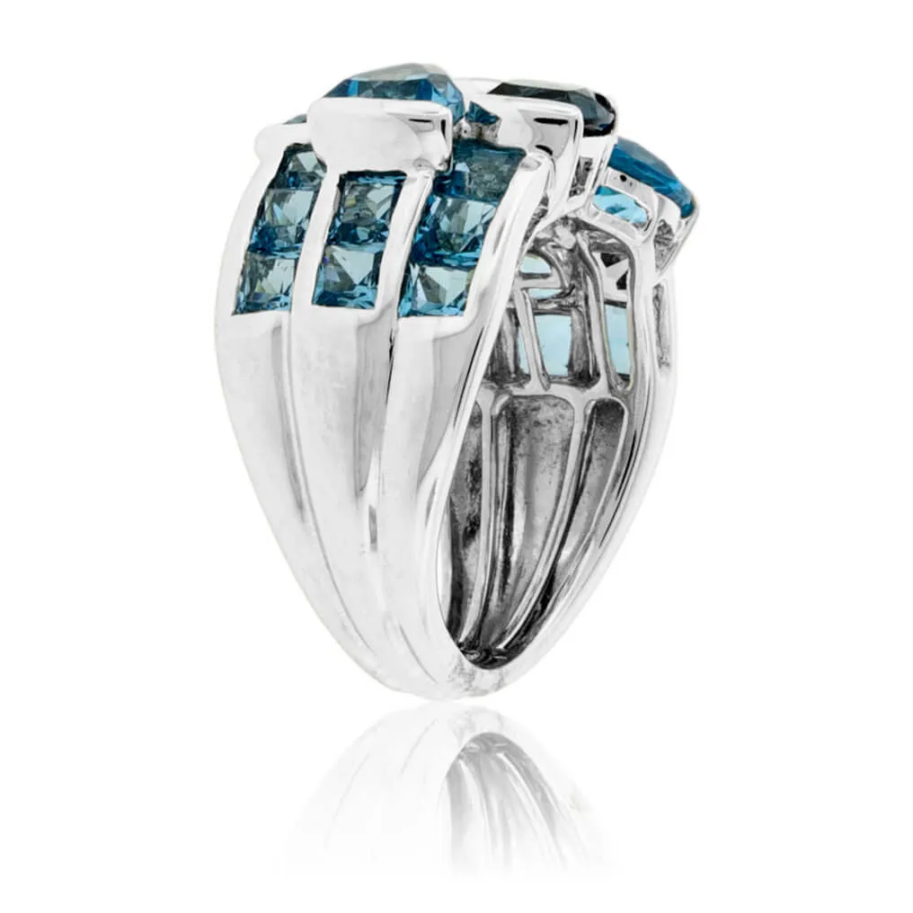 Fancy Cut Blue Topaz Mixed Cut Ring