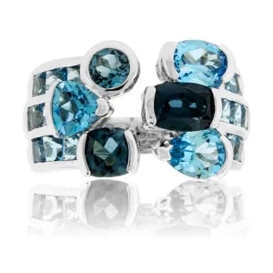Fancy Cut Blue Topaz Mixed Cut Ring