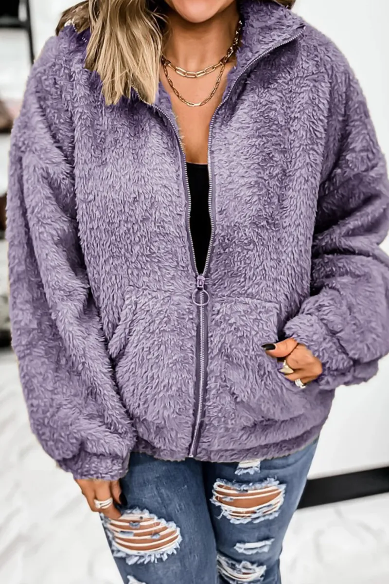 Fashion Solid Patchwork Turndown Collar Outerwear