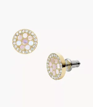 Fossil Mosaic White Mother of Pearl Stud Earrings