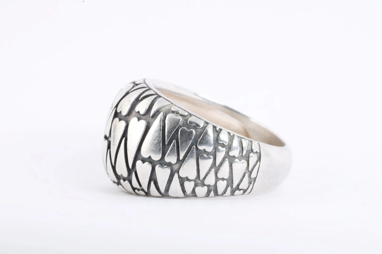 Franco Pianegonda 925 Silver Heart Mosaic Ring Size 8.75 (10.83g.)