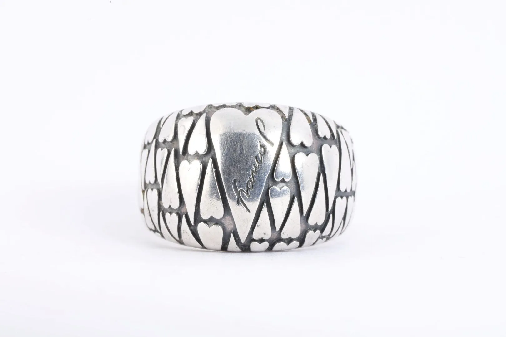 Franco Pianegonda 925 Silver Heart Mosaic Ring Size 8.75 (10.83g.)