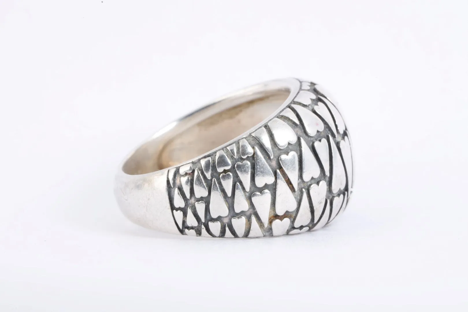 Franco Pianegonda 925 Silver Heart Mosaic Ring Size 8.75 (10.83g.)