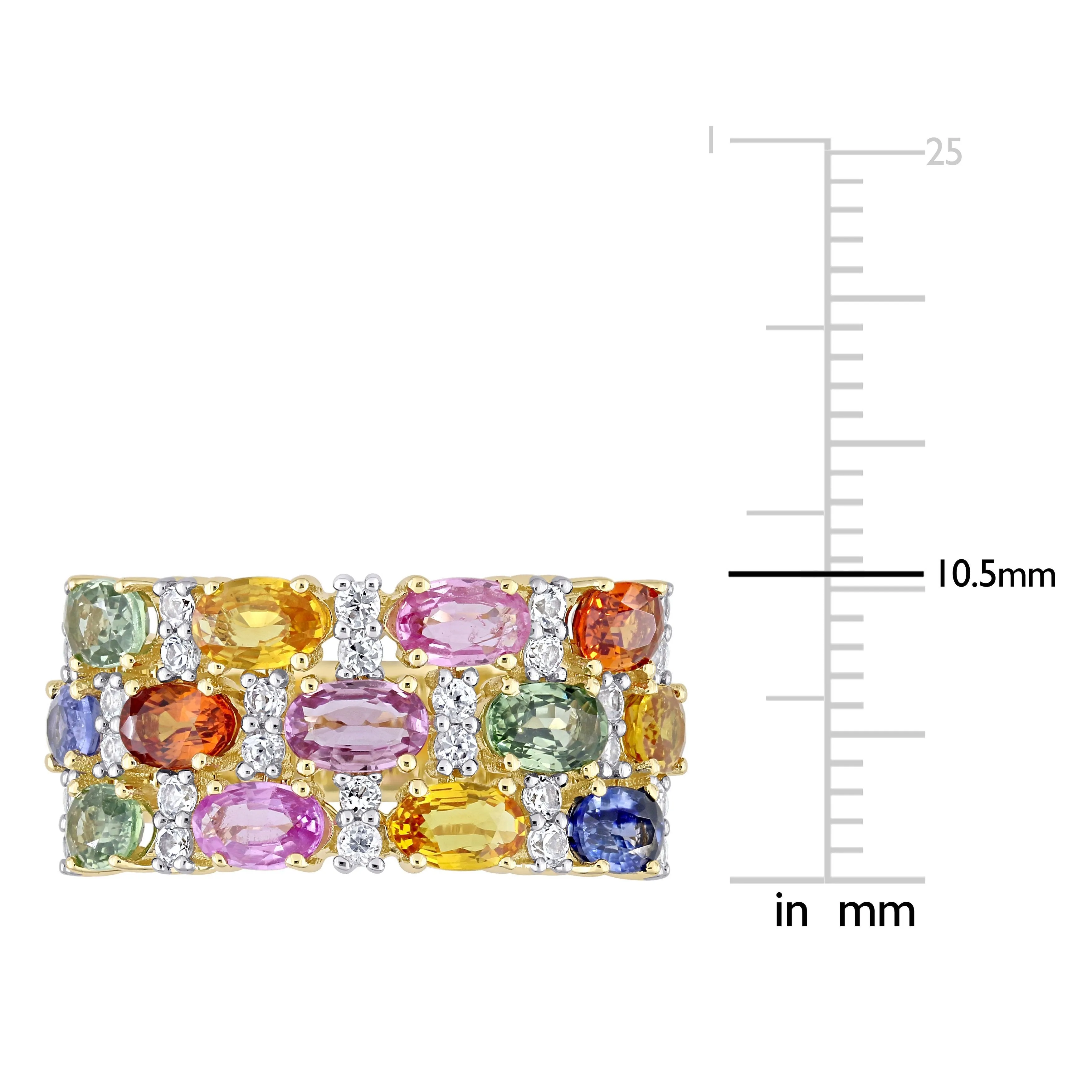 Gemstone Mosaic Eternity Band 14K Yellow Gold Ring