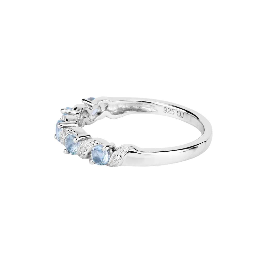 Genuine Aquamarine 5 Stone Ring