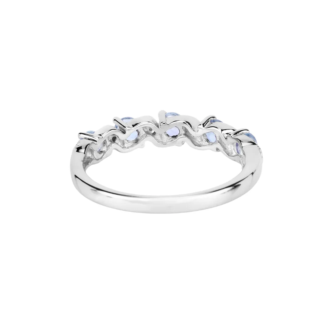 Genuine Aquamarine 5 Stone Ring