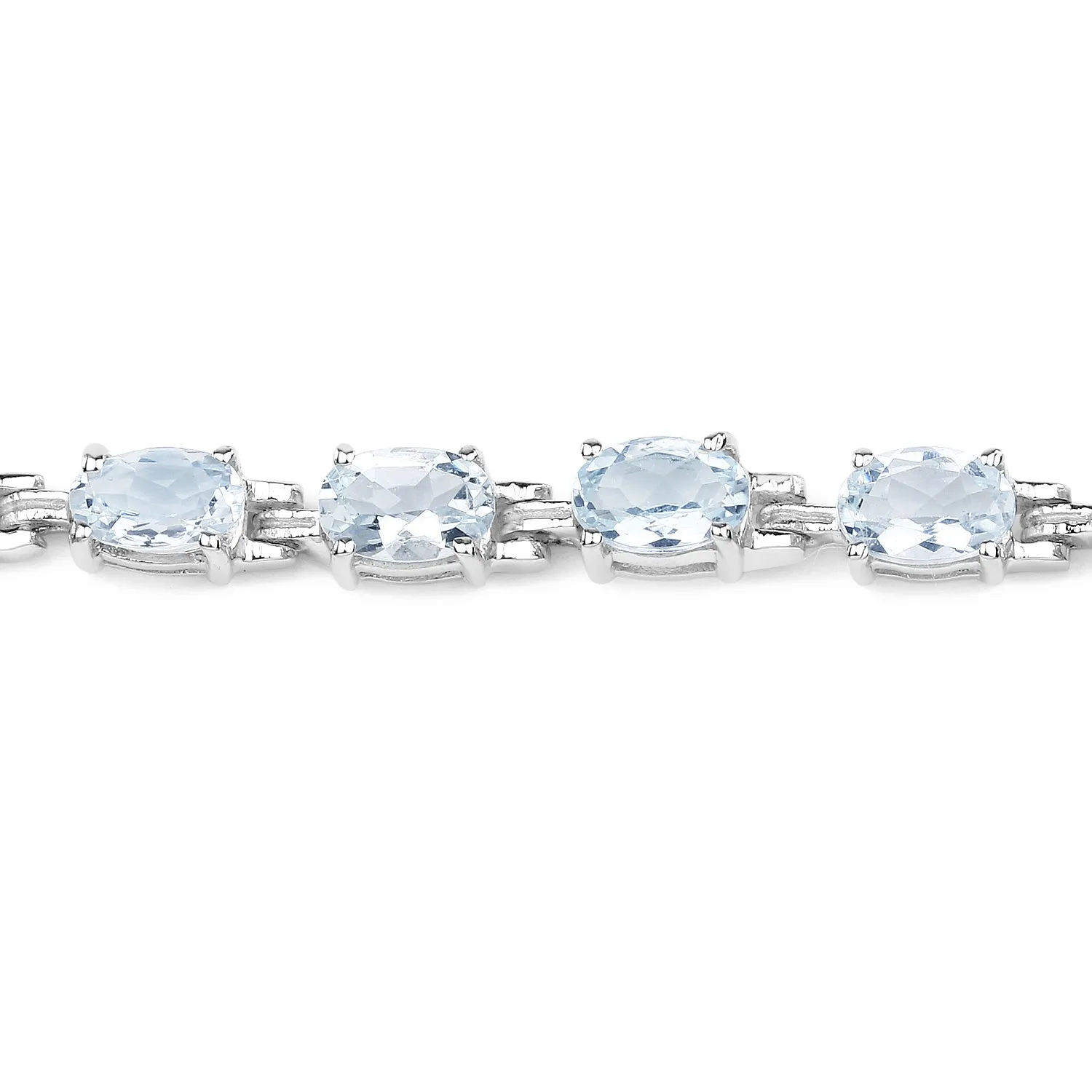 Genuine Aquamarine Tennis Bracelet Silver