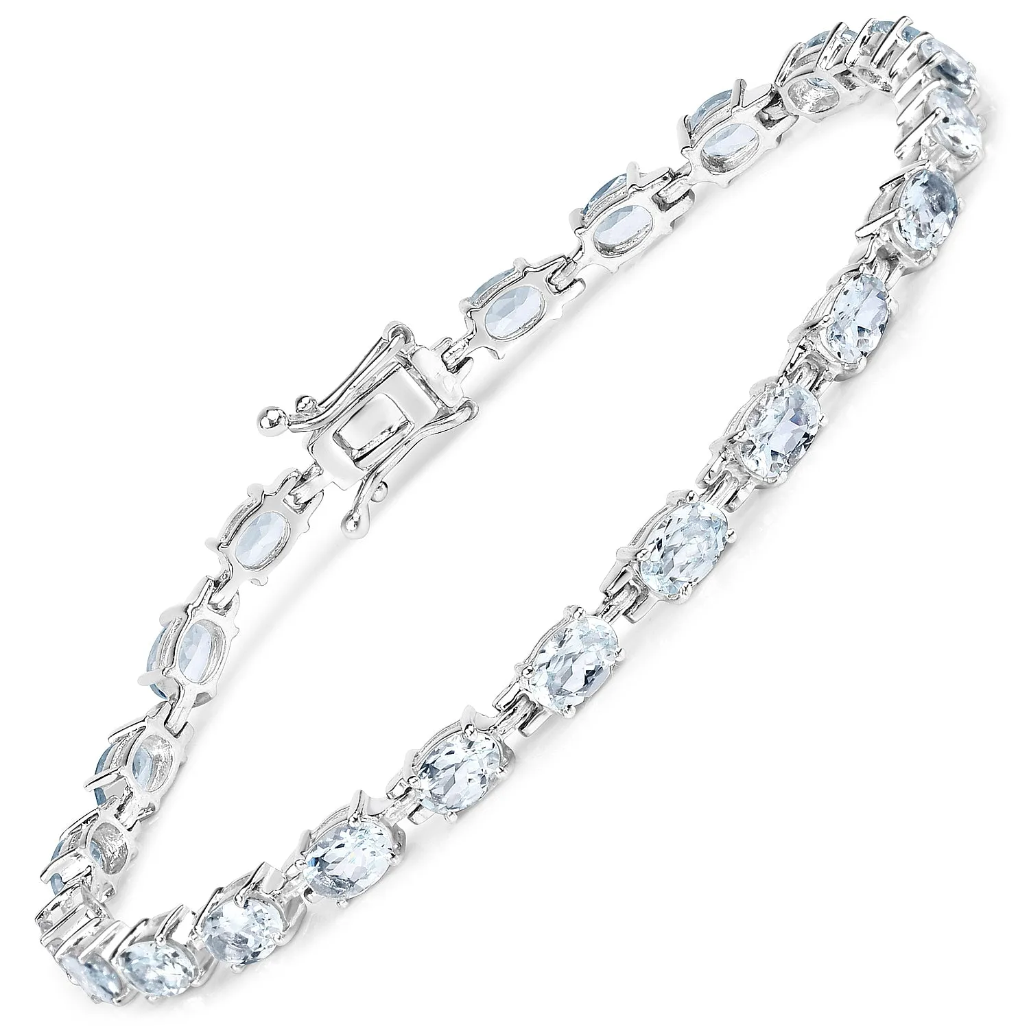 Genuine Aquamarine Tennis Bracelet Silver